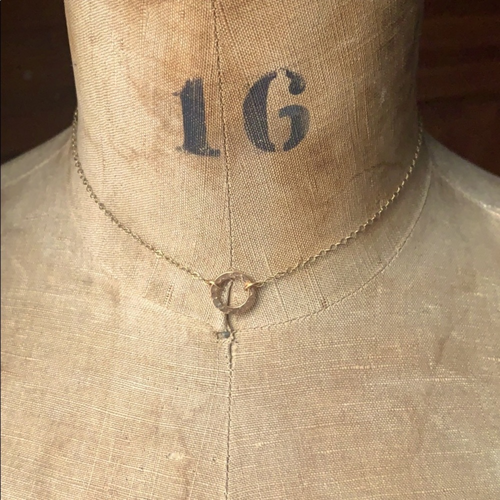Delicate Hammered Gold Circle Chain Choker